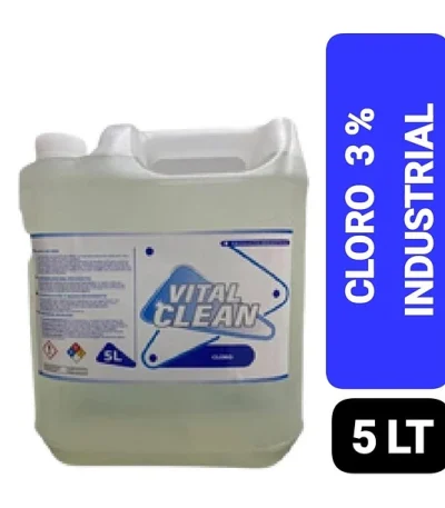 cloro industrial 3% vital clean 5 litros