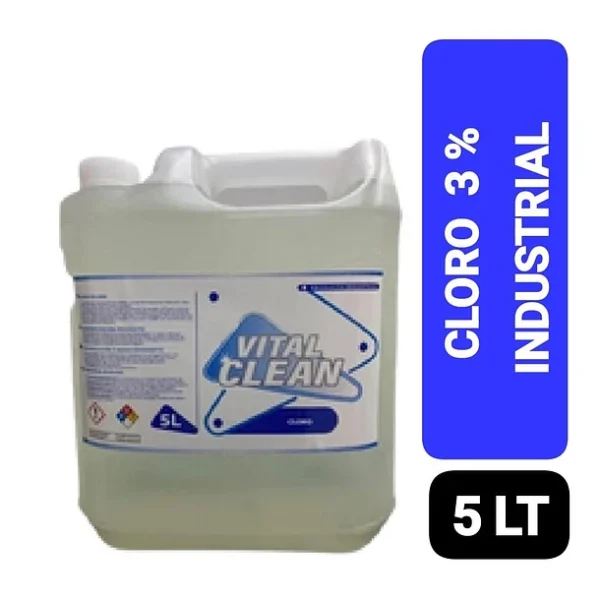 cloro industrial 3% vital clean 5 litros