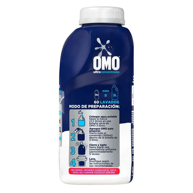detergente omo ultra power para diluir 500 ml – rinde 3 litros