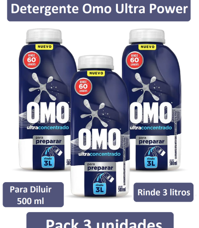 detergente omo ultra power para diluir 500 ml – rinde 3 litros