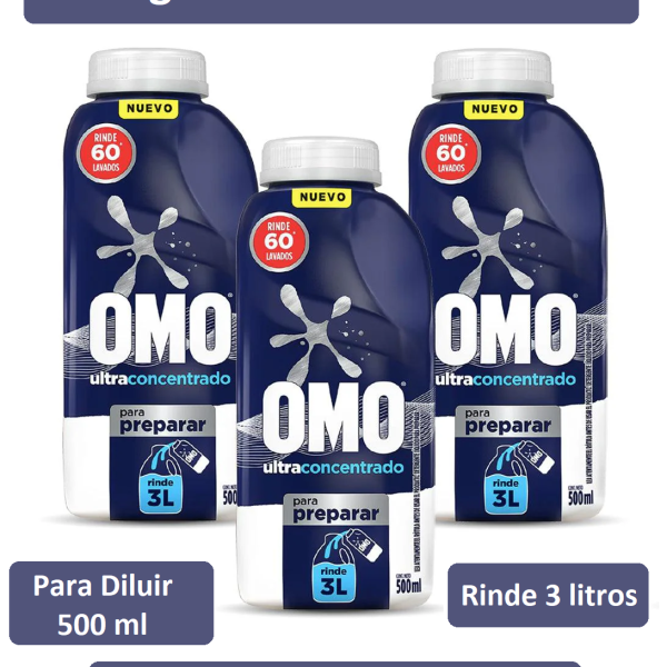 detergente omo ultra power para diluir 500 ml – rinde 3 litros