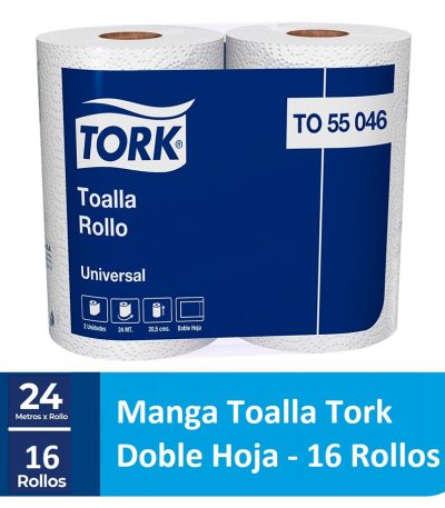 manga toalla tork doble hoja – 16 rollos de 24 metros